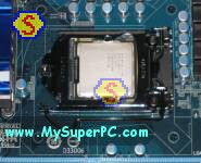 How To Assemble A Computer - PC Assembly Guide, Gigabyte P55A-UD4P Motherboard Processor Socket with Intel Core i7 860 Processor Locked In Place