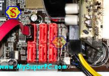 How To Assemble A Computer - PC Assembly Guide, How To Assemble A Computer - PC Assembly Guide, ASUS M2N32-SLI Deluxe Wireless Edition Motherboard SATA1 Connector and SATA Cable Connected